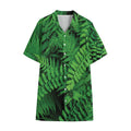 Green Fern Leaf Print Cotton Hawaiian Shirt