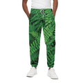 Green Fern Leaf Print Cotton Sweatpants