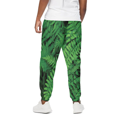 Green Fern Leaf Print Cotton Pants