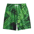 Green Fern Leaf Print Cotton Shorts