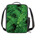 Green Fern Leaf Print Crossbody Lunch Bag