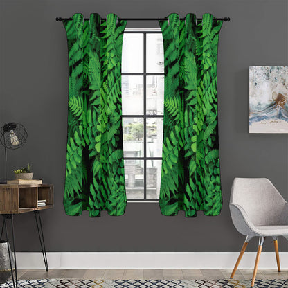 Green Fern Leaf Print Curtain