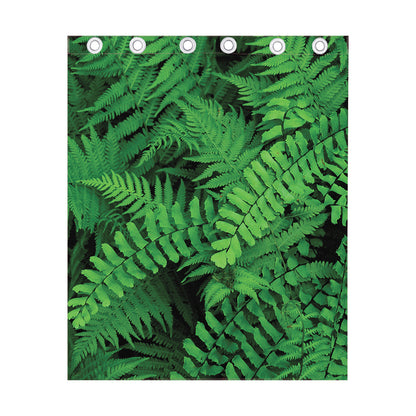 Green Fern Leaf Print Curtain