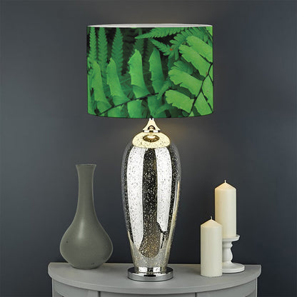 Green Fern Leaf Print Drum Lamp Shade
