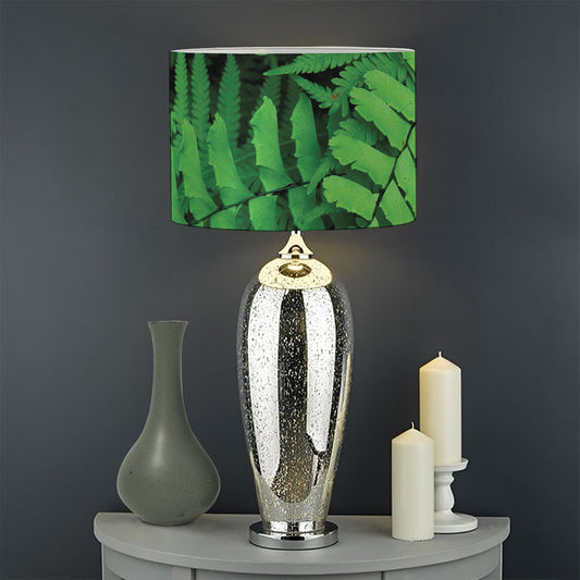 Green Fern Leaf Print Drum Lamp Shade