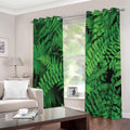 Green Fern Leaf Print Extra Wide Grommet Curtains