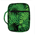 Green Fern Leaf Print Front Pocket Bible Bag