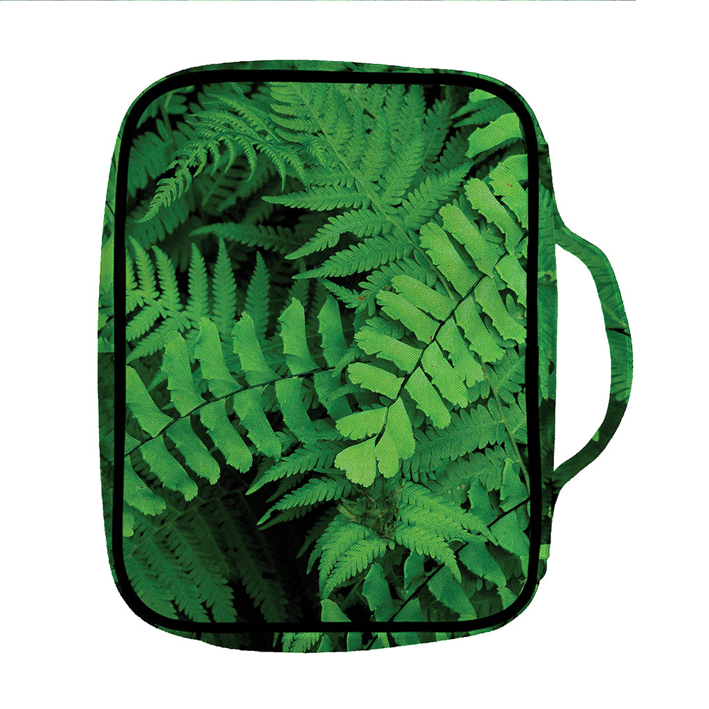 Green Fern Leaf Print Front Pocket Bible Bag