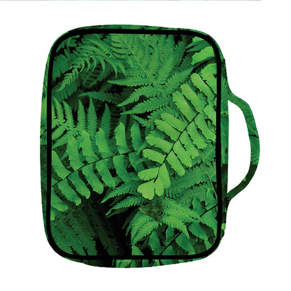 Green Fern Leaf Print Front Pocket Bible Bag