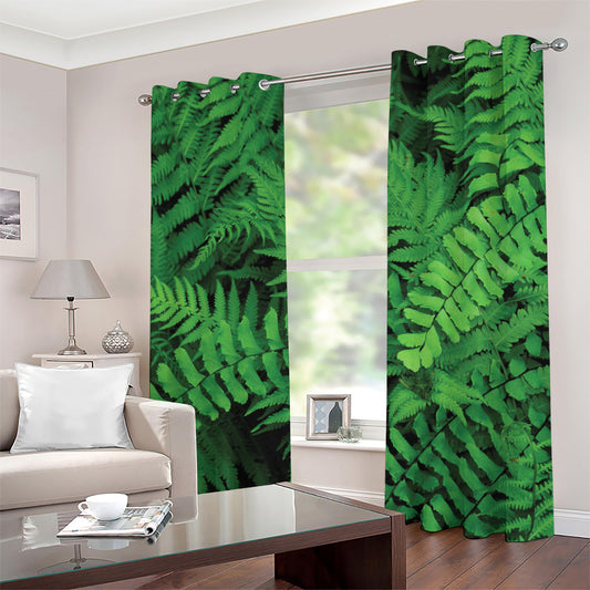 Green Fern Leaf Print Grommet Curtains