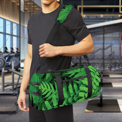 Green Fern Leaf Print Gym Bag