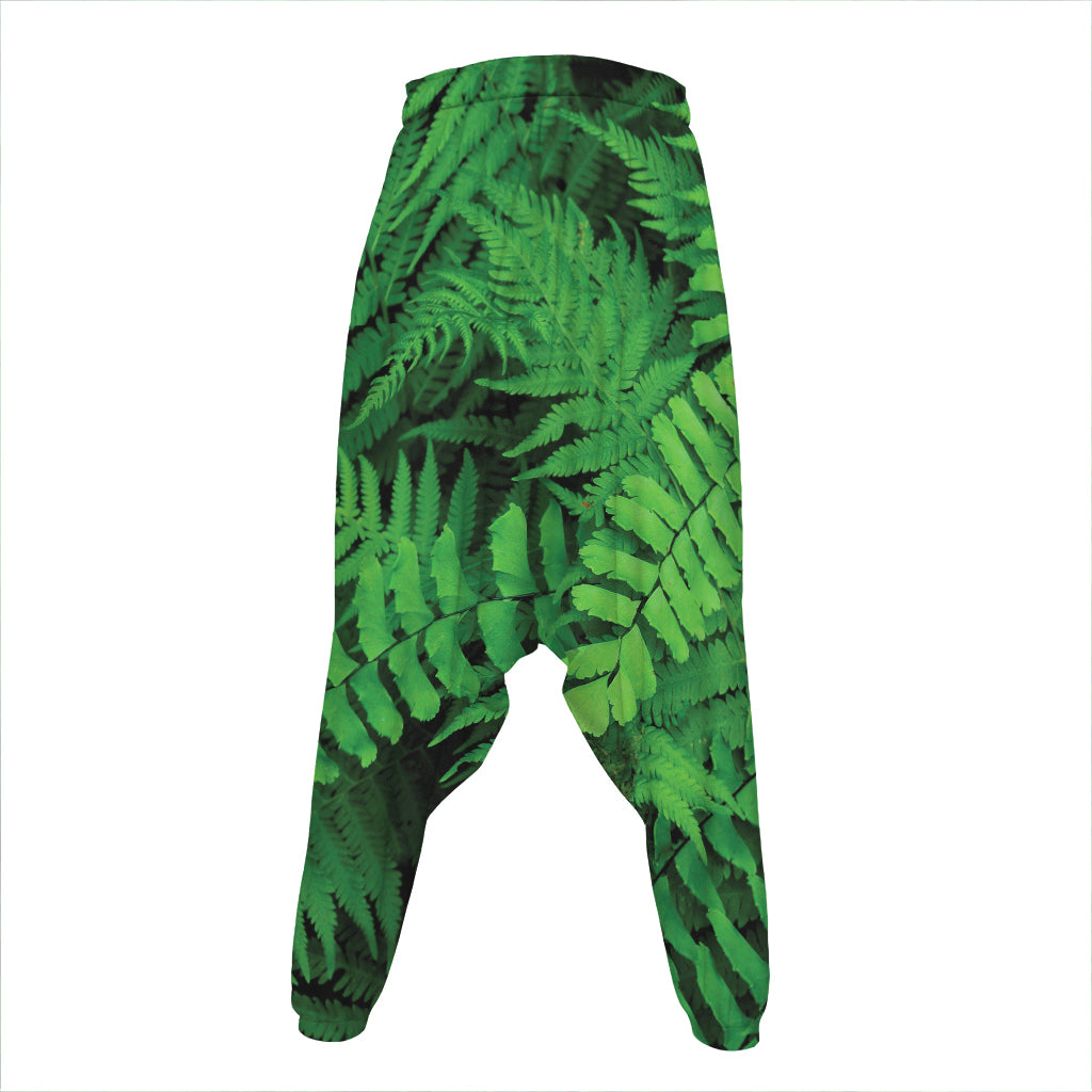 Green Fern Leaf Print Hammer Pants