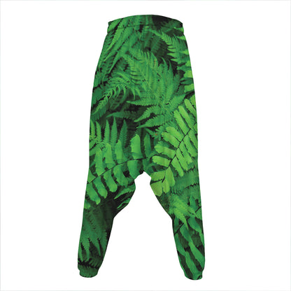 Green Fern Leaf Print Hammer Pants