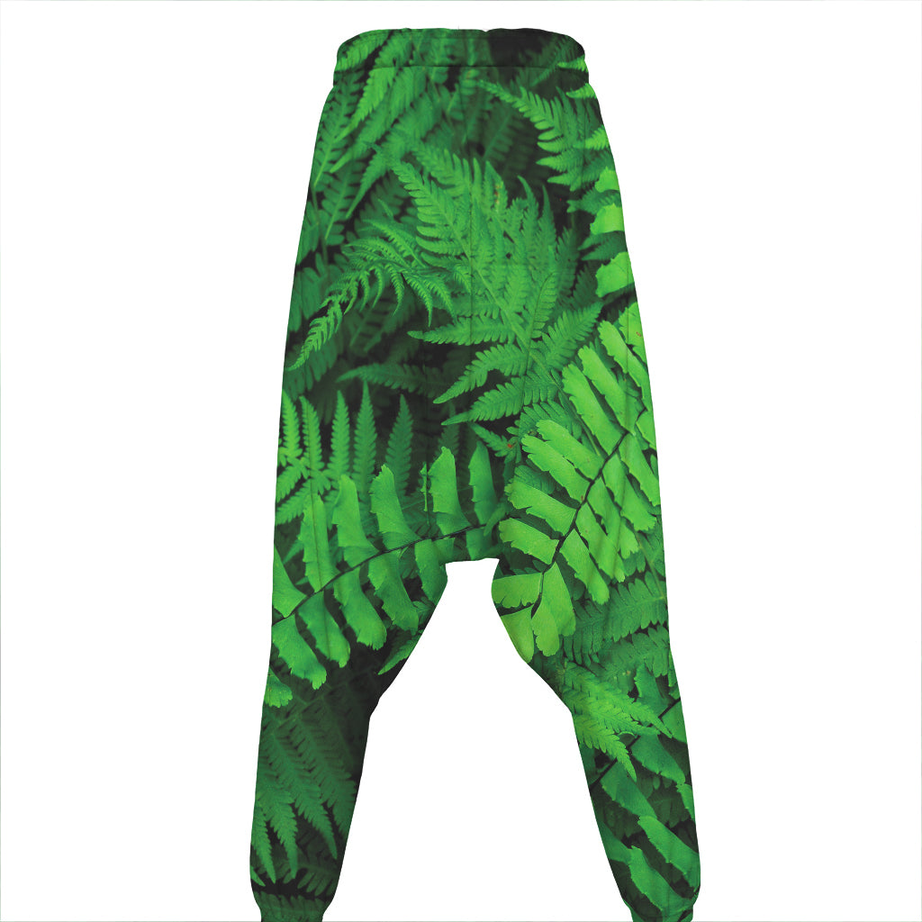 Green Fern Leaf Print Hammer Pants