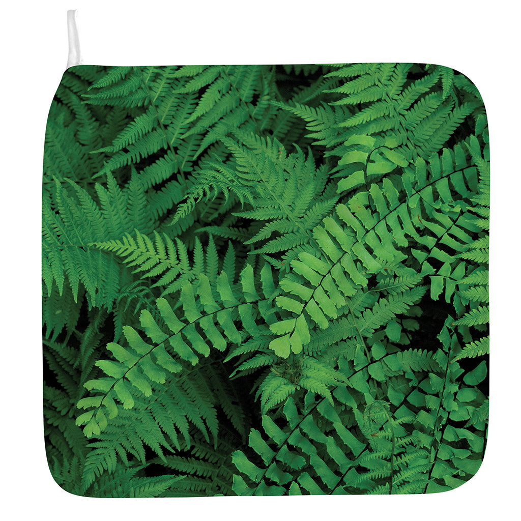 Green Fern Leaf Print Hand Towel
