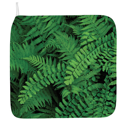 Green Fern Leaf Print Hand Towel