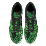 Green Fern Leaf Print High Top Leather Sneakers
