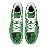Green Fern Leaf Print High Top Leather Sneakers