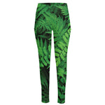 Green Fern Leaf Print High-Waisted Pocket Leggings
