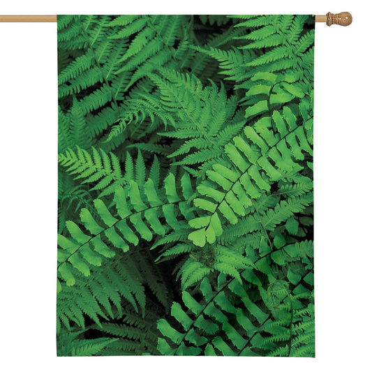 Green Fern Leaf Print House Flag