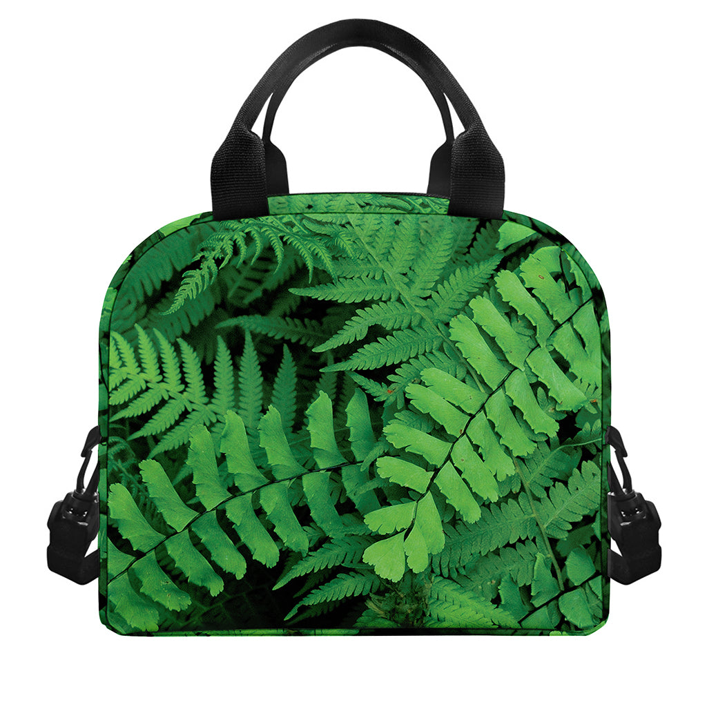 Green Fern Leaf Print Insulated Lunch Bag