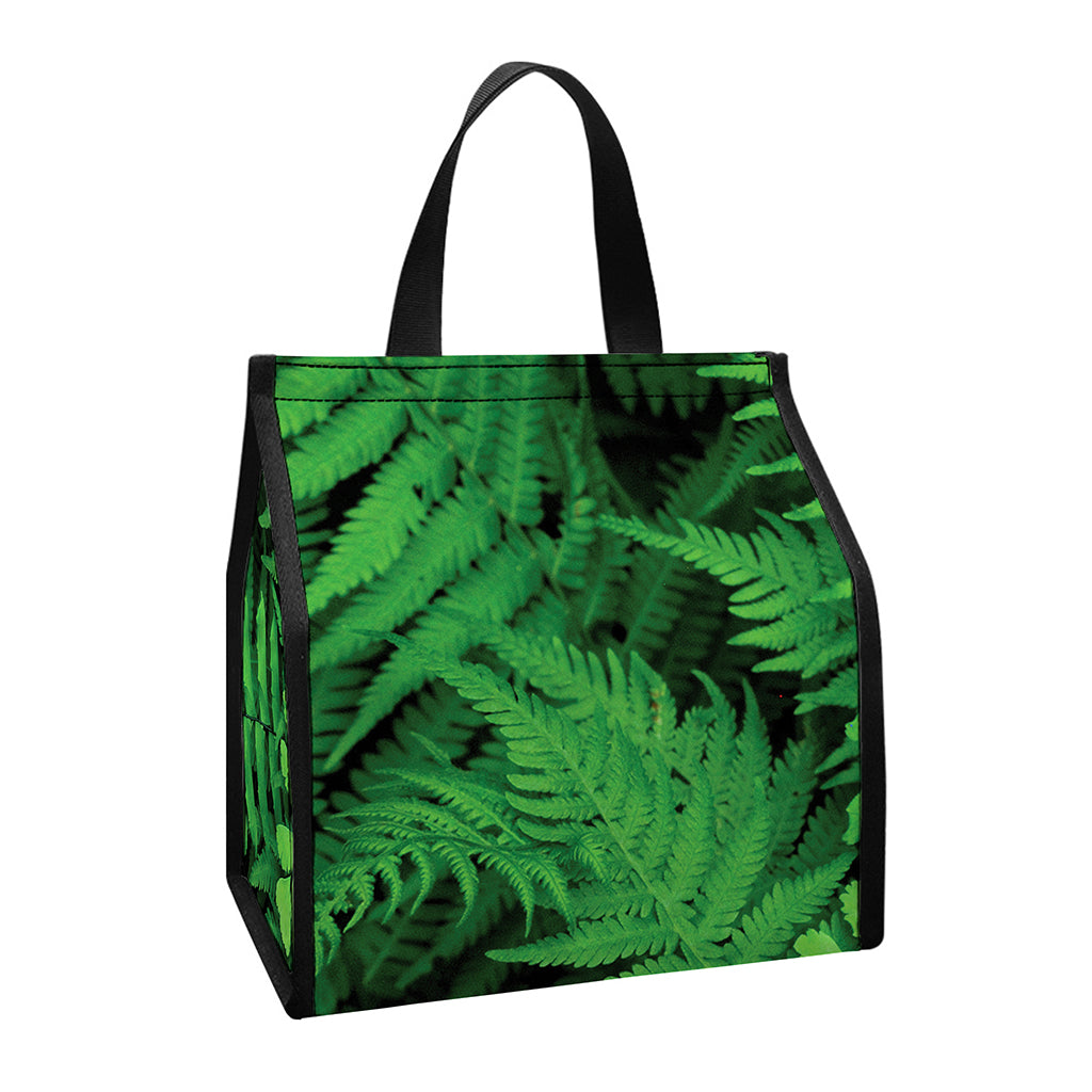 Green Fern Leaf Print Insulated Lunch Tote