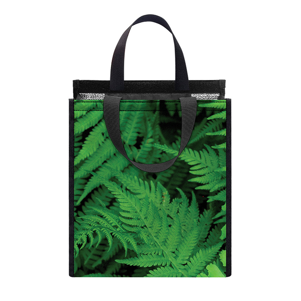 Green Fern Leaf Print Insulated Lunch Tote