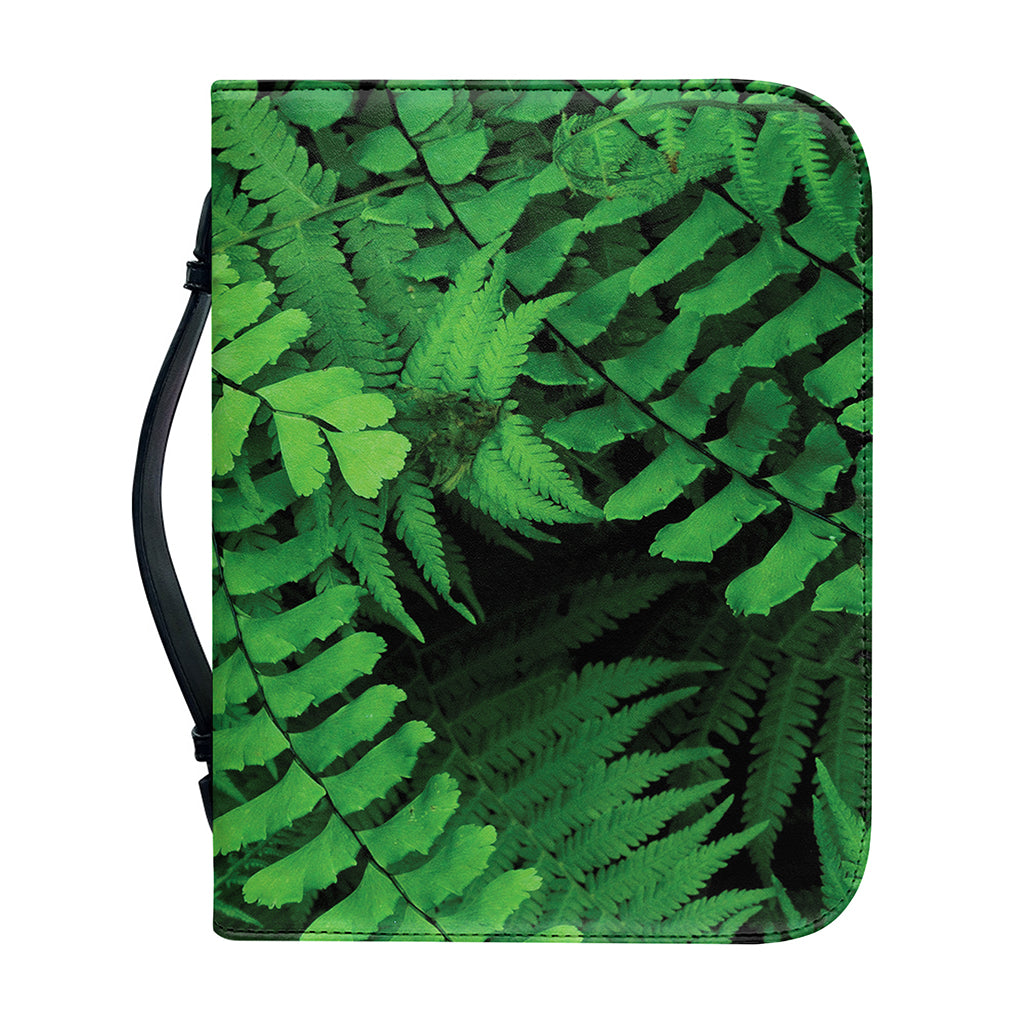 Green Fern Leaf Print Leather Bible Cover