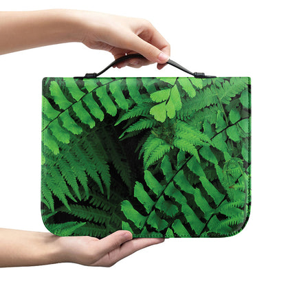 Green Fern Leaf Print Leather Bible Cover