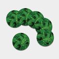 Green Fern Leaf Print Leather Coaster Set