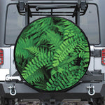 Green Fern Leaf Print Leather Spare Tire Cover