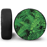 Green Fern Leaf Print Leather Spare Tire Cover