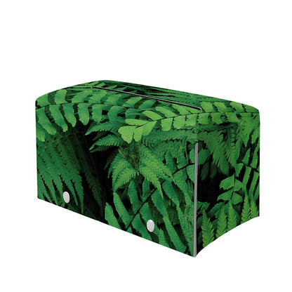 Green Fern Leaf Print Leather Tissue Box Cover