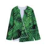 Green Fern Leaf Print Long Sleeve Short Coat