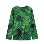 Green Fern Leaf Print Long Sleeve Short Coat