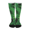 Green Fern Leaf Print Long Socks