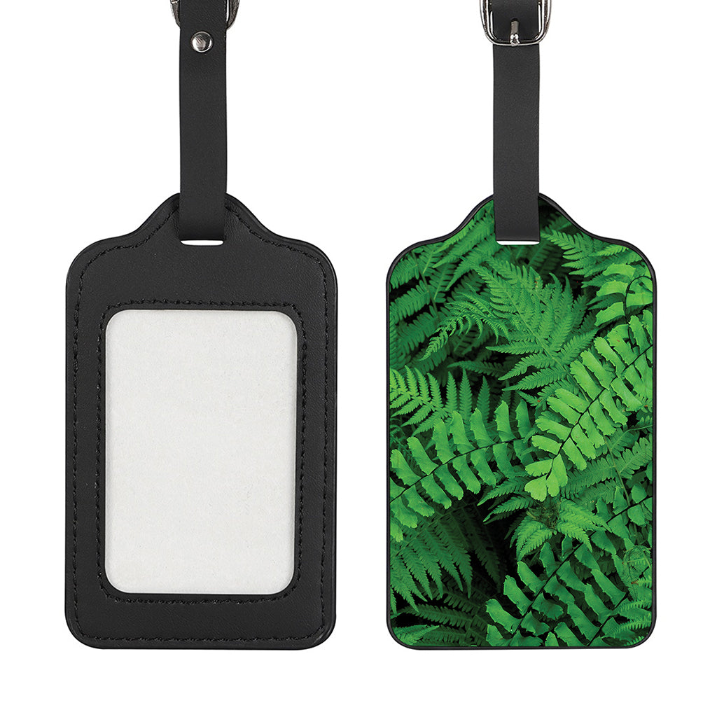 Green Fern Leaf Print Luggage Tag