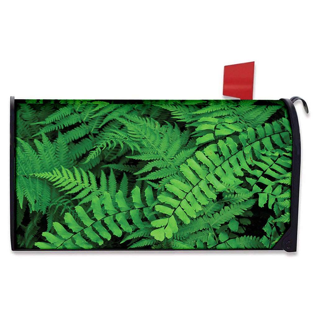 Green Fern Leaf Print Mailbox Cover