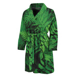 Green Fern Leaf Print Men's Bathrobe