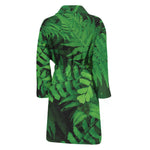 Green Fern Leaf Print Men's Bathrobe