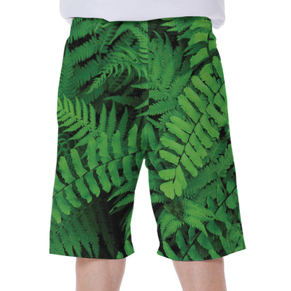 Green Fern Leaf Print Men's Beach Shorts