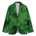 Green Fern Leaf Print Men's Blazer