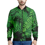 Green Fern Leaf Print Men's Bomber Jacket