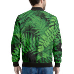Green Fern Leaf Print Men's Bomber Jacket