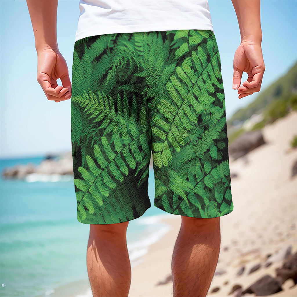 Green Fern Leaf Print Men's Cargo Shorts