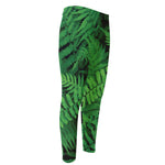 Green Fern Leaf Print Men's Compression Pants