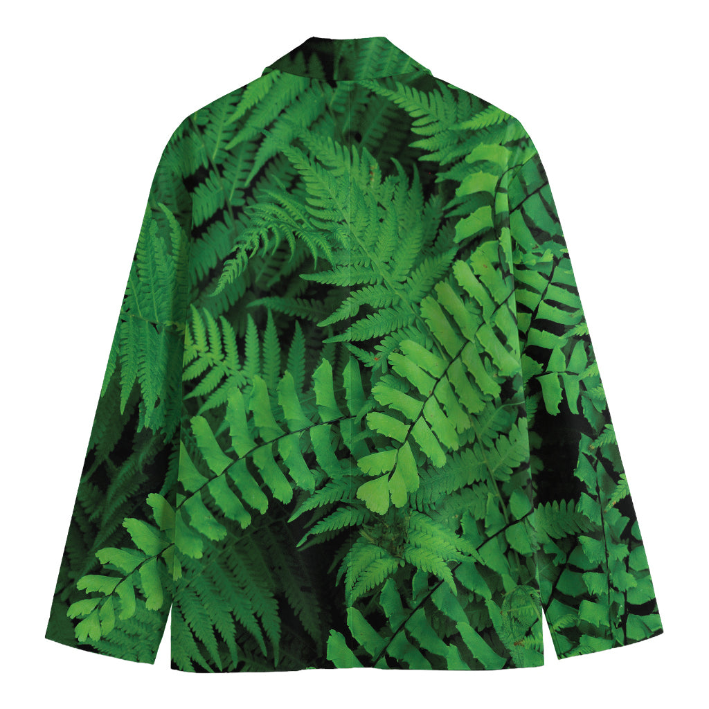 Green Fern Leaf Print Men's Cotton Blazer