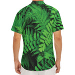 Green Fern Leaf Print Men's Deep V-Neck Shirt
