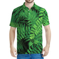 Green Fern Leaf Print Men's Polo Shirt