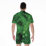 Green Fern Leaf Print Men's Rompers